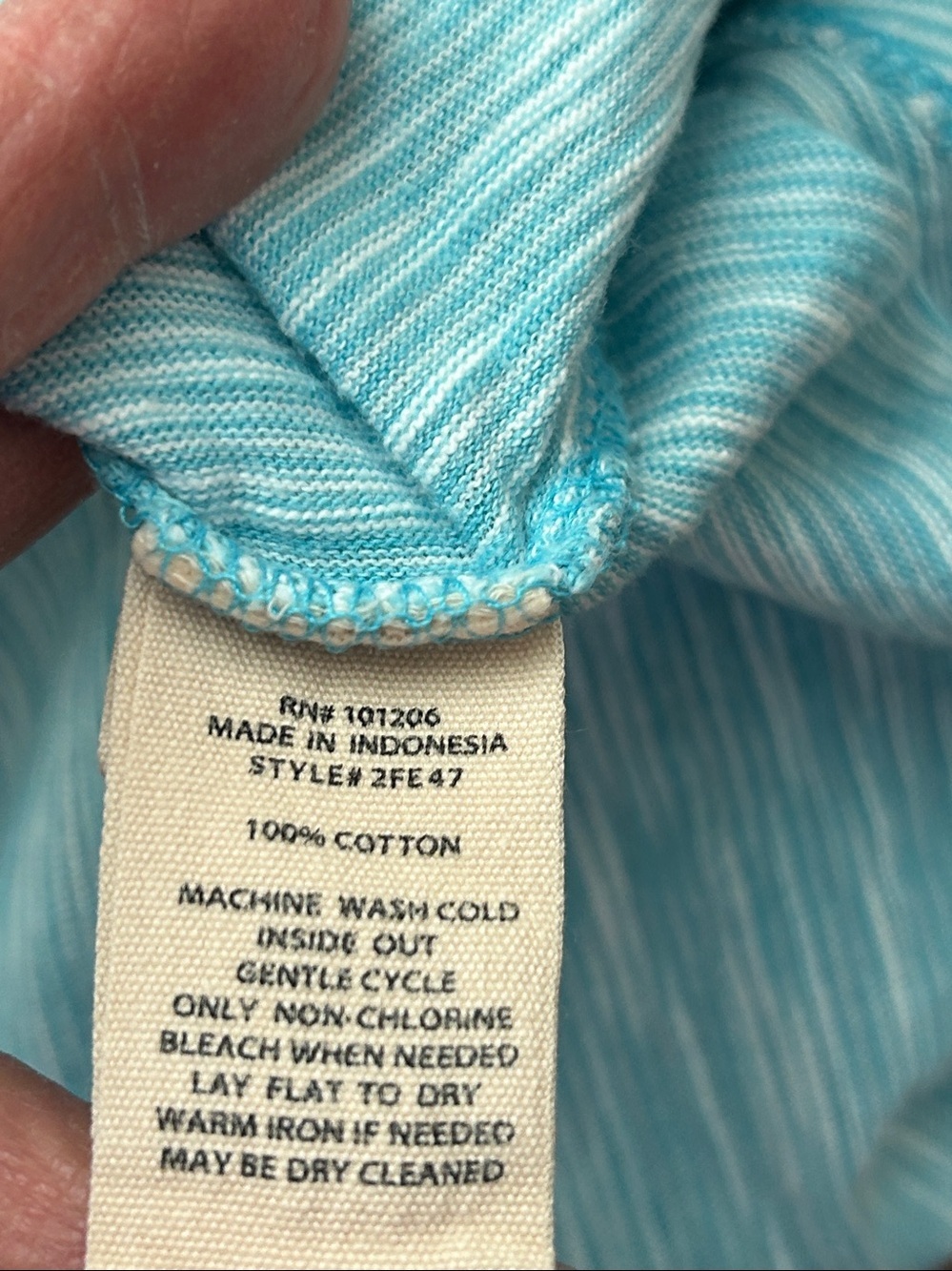 Soft Surroundings Turquoise Pinstripe Ruffle Hem Tunic Top. Large - Picture 5 of 6